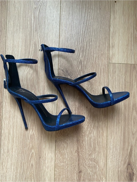 Giuseppe Zanotti Shoes - Giuseppe Zanotti Metallic Navy Strappy Stiletto Sandals Size 9.5